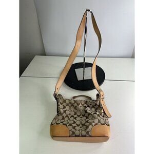 Coach Signature Y2k Shoulder Crossbody Zip Bag 6347 Tan Leather Purse